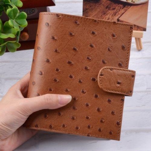 16B-LN107 Genuine Leather Planner A7 Size Loose Leaf Rings Notebook Mini Agenda Organizer Cowhide Diary Journal Sketchbook, Size:A7: 142x115mm(Ostrich Brown)