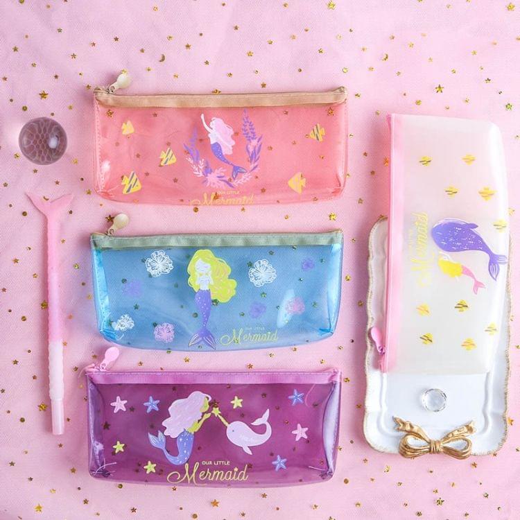 2 PCS YK10 Kawaii Pencil Case Dream mermaid Gift School Pencil Box Pencilcase Pencil Bag School Supplies Stationery(Blue)