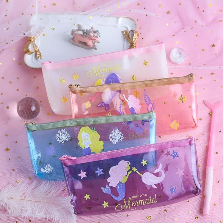 2 PCS YK10 Kawaii Pencil Case Dream mermaid Gift School Pencil Box Pencilcase Pencil Bag School Supplies Stationery(Blue)