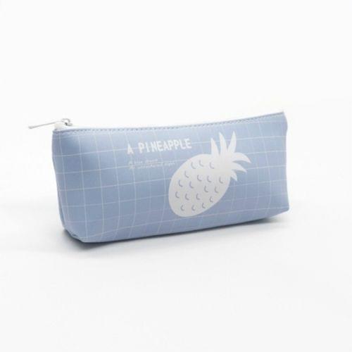 PU Leather Pencil Case Fruit Pencil BagGirls Office Supplies(Pineapple)