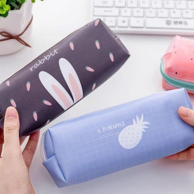 PU Leather Pencil Case Fruit Pencil BagGirls Office Supplies(Pineapple)
