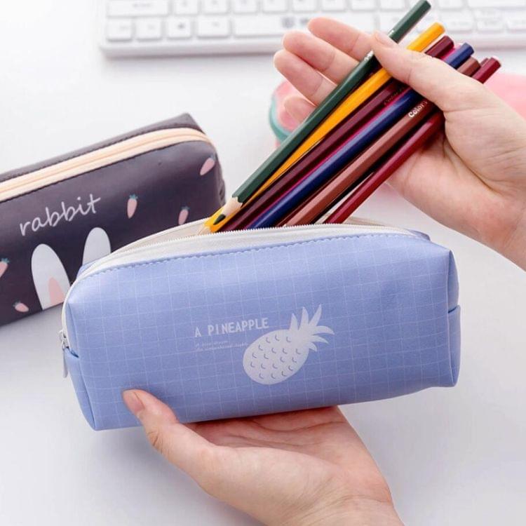 PU Leather Pencil Case Fruit Pencil BagGirls Office Supplies(Pineapple)