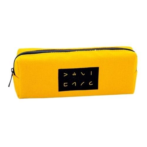 Simple Text Large Capacity Canvas Pencil Case(Yellow)