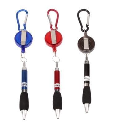 Funny Aluminum Shell Ball-point Pen Ball-pen with Retractable String & Clip (Random Color Delivery)