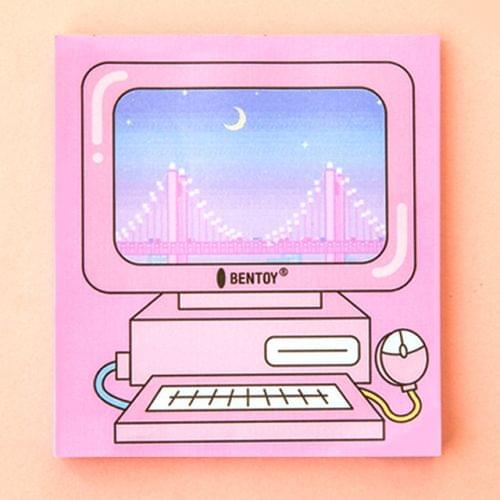 Creative Computer Game Machine Modeling Memo Pad Pink Girl Heart N Times Sticky Notes Bookmark Gift Stationery(Retro computer)