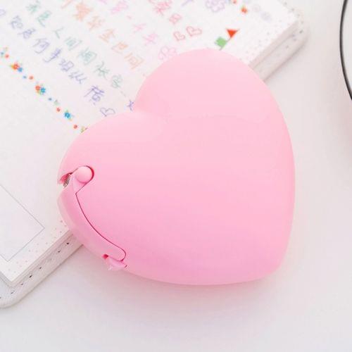 Cute Heart Shape Plastic Tape Dispenser Creative Donut Decorative Tape Cutter Kids Office School Supplies(Pink Heart)