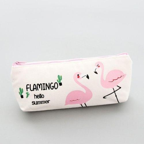 Kawaii Pencil Case Flamingos Pattern Canvas Gift School Pencil Box Pencilcase Pencil Bag School Supplies Stationery(Big flamingo)