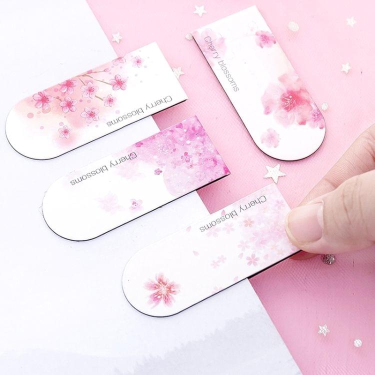 4 PCS Romantic Creative Cherry Magnetic Bookmark Student Stationery Gift School Office Supplies(Sakura Petals Flying)