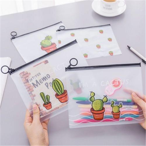 20 PCS Cactus Pattern Small Fresh Transparent Bag Student Stationery Office Supplies, Size: 17.1x21.2cm