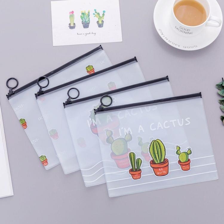 20 PCS Cactus Pattern Small Fresh Transparent Bag Student Stationery Office Supplies, Size: 17.1x21.2cm