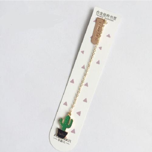 Kawaii Creative Metal Cute Animals Bookmarks Funny Book Marker Stationery Gift(Black cactus)