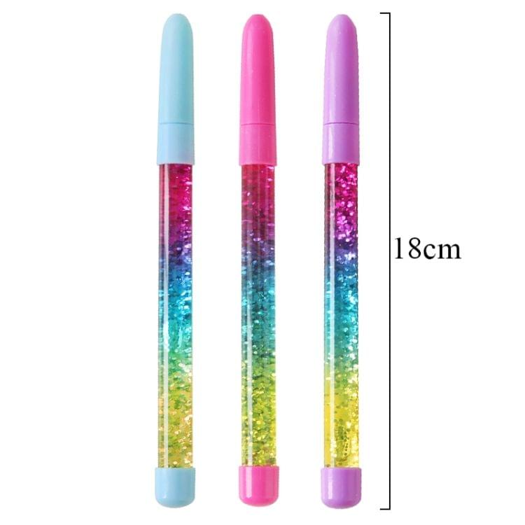 Cute Fairy Stick Drift Sand Glitter Crystal Pen Rainbow Color Creative Ball Pen Kids Gift(Blue fairy pen)