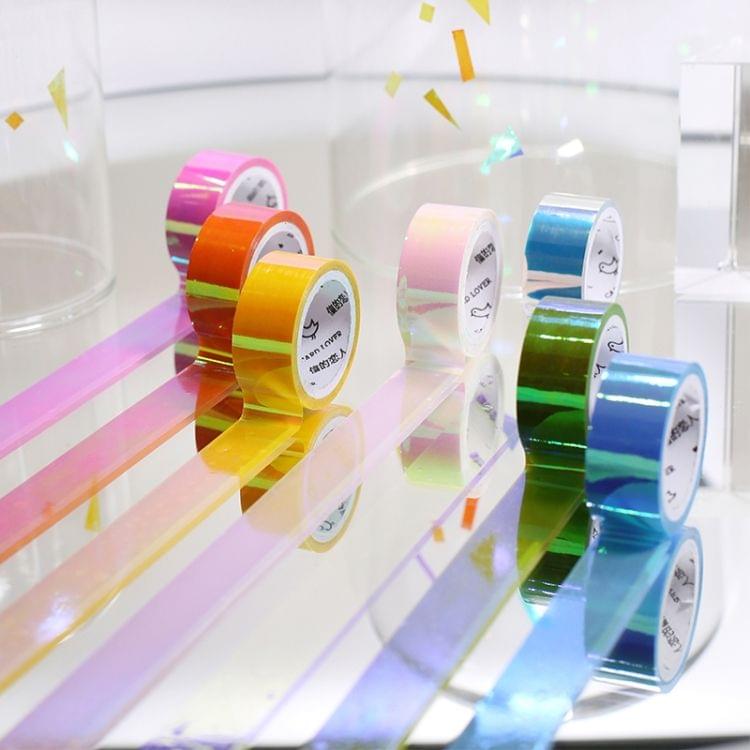 3 PCS Creative Laser Washi Tape Rainbow Color Scrapbooking Masking Tape DIY Sticker Party Decorations School Office Stationery(Rose Red)