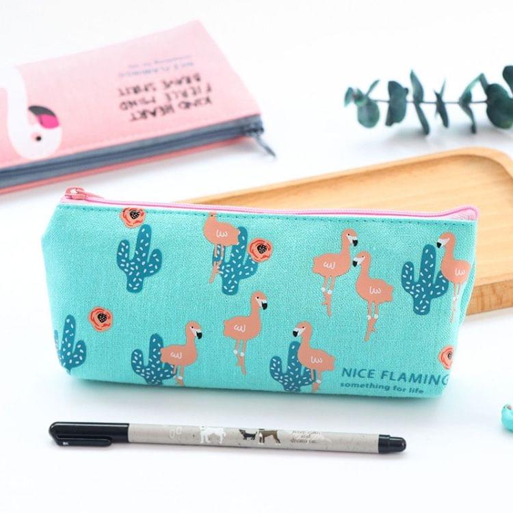 Flamingo Pattern Pencil Case Kawaii Canvas Pencil Bag Lager Capacity Pencil Pouchs Kids Girls Gift School Supplies Stationery(Pink)