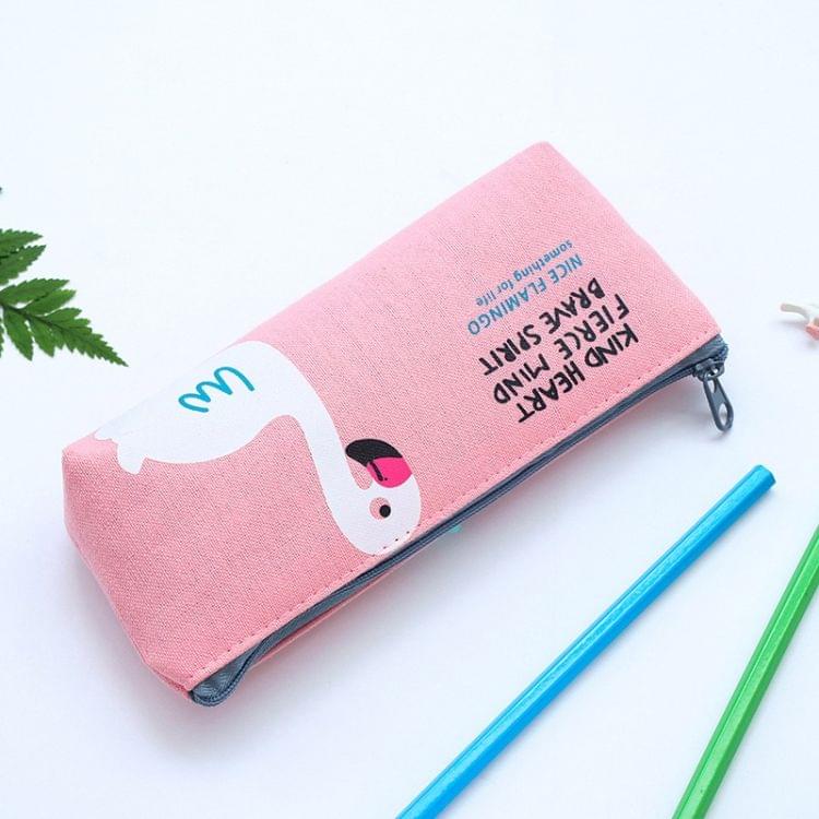 Flamingo Pattern Pencil Case Kawaii Canvas Pencil Bag Lager Capacity Pencil Pouchs Kids Girls Gift School Supplies Stationery(Pink)