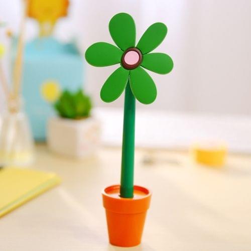 Creative Cartoon Sun Flower Ballpoint Pen  School  Student Office Decoration Stationery(Green)