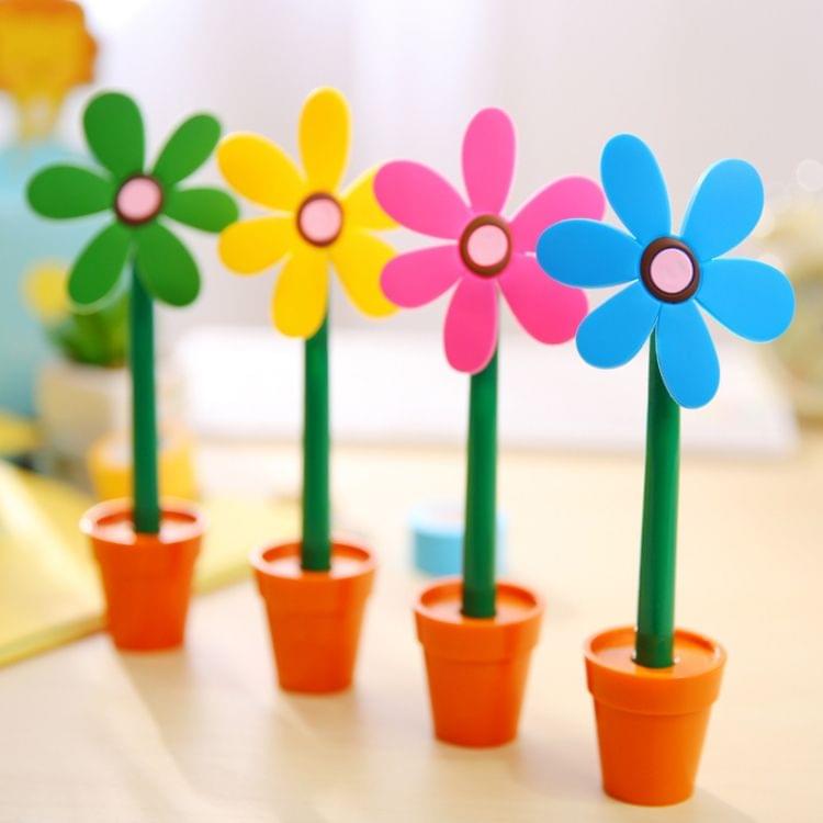 Creative Cartoon Sun Flower Ballpoint Pen  School  Student Office Decoration Stationery(Green)