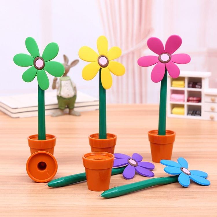 Creative Cartoon Sun Flower Ballpoint Pen  School  Student Office Decoration Stationery(Green)