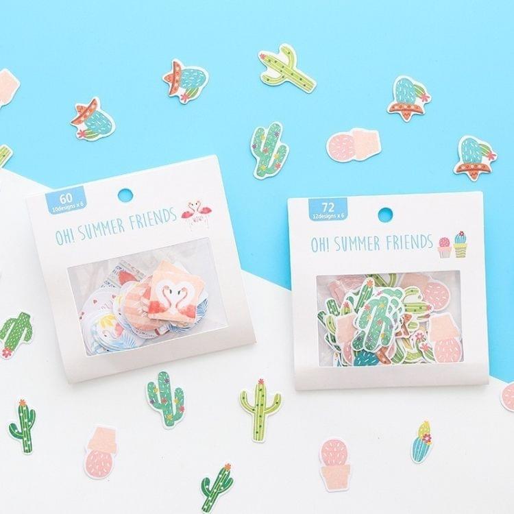 2 PCS Watercolor Adhesive Stickers Decorative Paper Creative Cute Stationery Sticker(Cactus)