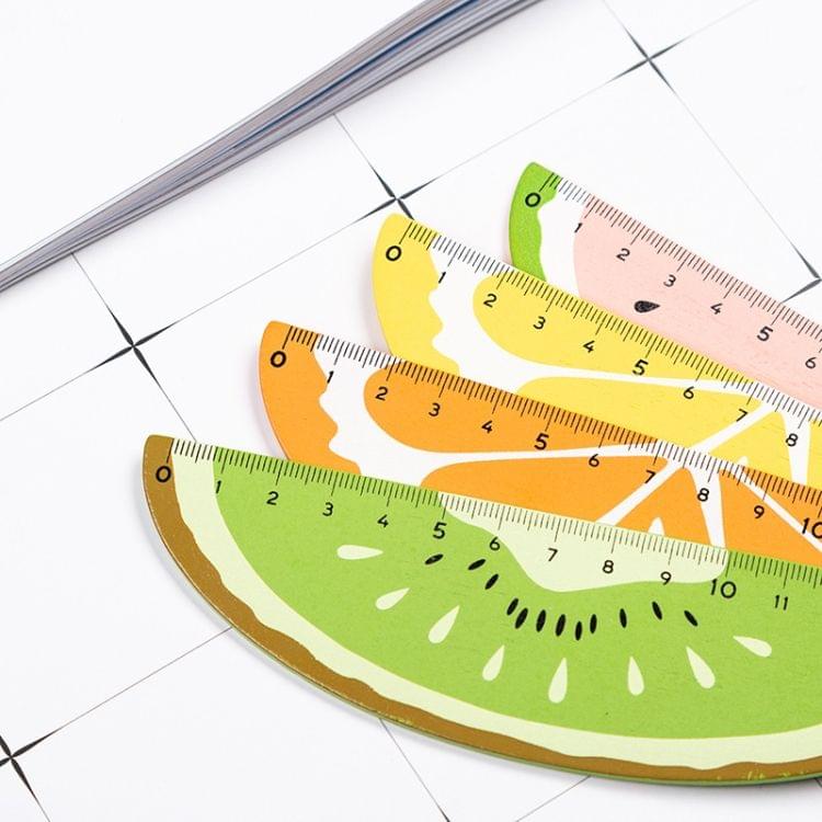 Cartoon Fruit Wooden Straight Ruler Measure Drawing Stationery School Office Supply Gift, Length:15cm(Kiwi)