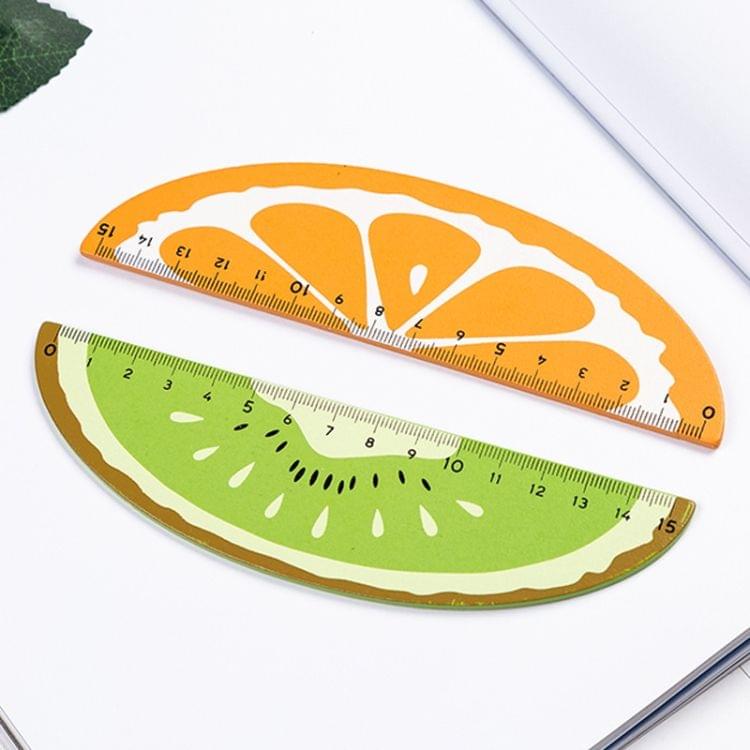 Cartoon Fruit Wooden Straight Ruler Measure Drawing Stationery School Office Supply Gift, Length:15cm(Kiwi)