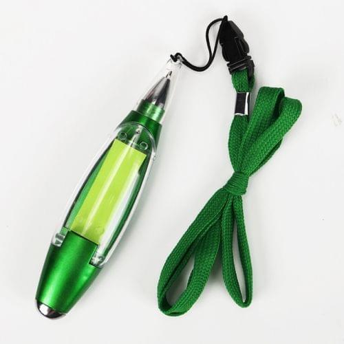 Plastic Lamp Pen Multifunctional Lanyard Memo Pads Lamp Ballpoint Pen School Student Supplies(Green)