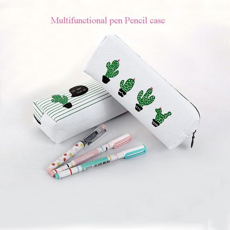 Print Cactus Octagonal Version Small Fresh Canvas Cosmetic Storage Bag Pencil Case(4 Cactus)