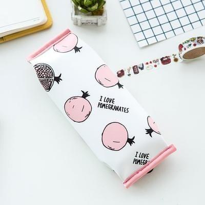 Creative Pomegranate Strawberry Shape School Pencil Case Cute Pu Leather Pencil Bag School Supplies Stationery Storage Box(Half pomegranate)