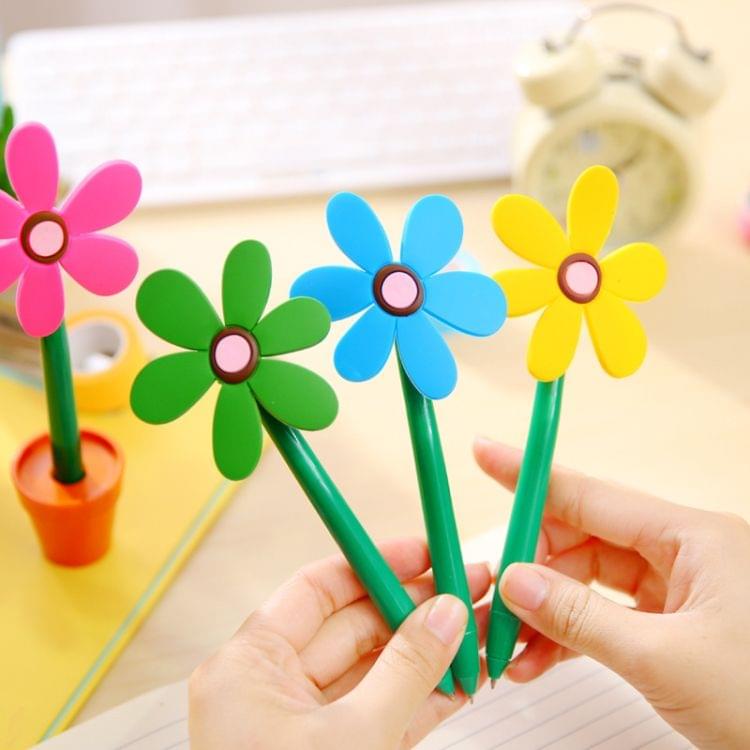 Creative Cartoon Sun Flower Ballpoint Pen  School  Student Office Decoration Stationery(Blue)