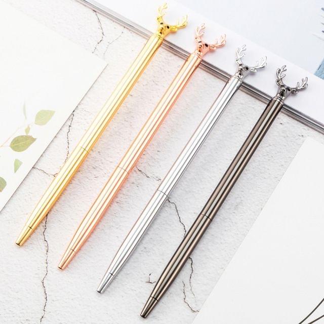 Kawaii Ball Pens Metal Elk Dree Ballpoint Pens School Stationery Office Supplies(Plating gold)