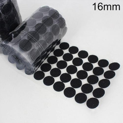 1000 PCS 16mm Round Nylon Adhesive Hook and Loop Fastener(Black)