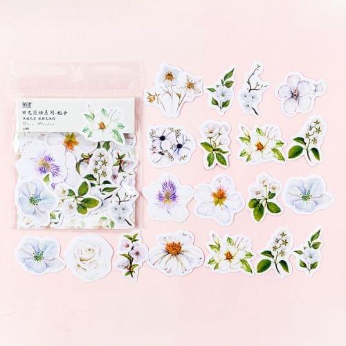 Journal Decoracion Cute Diary Flower Stickers Scrapbooking Flakes (Green + White)