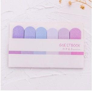 2 PCS Gradient Office Sticky Notes Planner Stickers Page School Supplies Stationery(Gradient purple)