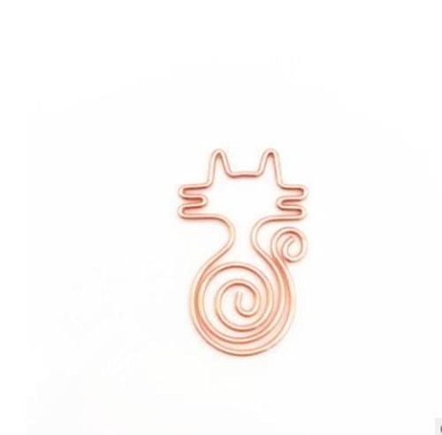 10 PCS Cute Cat Metal Paper Clips Pin Bookmark Memo Clip Office School Stationery(Rose Gold)