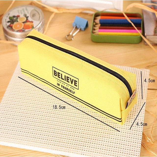 Simple Canvas Pencil-box Student School Pencil Case Office Stationery Storage Bag Small Items Bag(Sky blue)