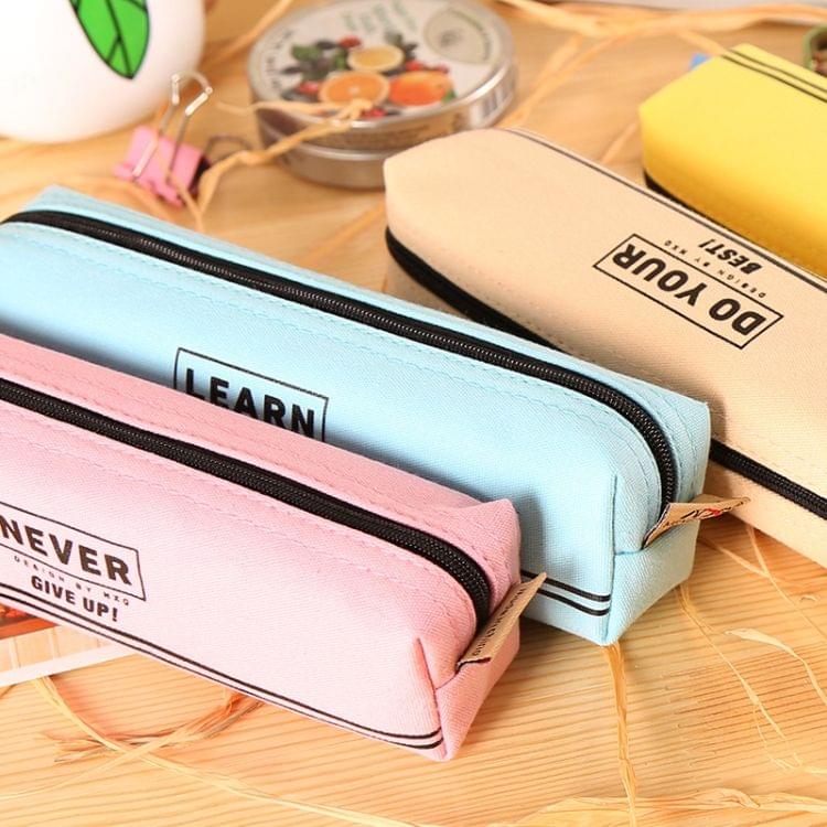 Simple Canvas Pencil-box Student School Pencil Case Office Stationery Storage Bag Small Items Bag(Sky blue)