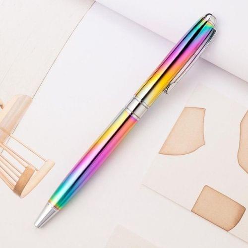 Metal Rotating Ballpoint Pen School Writing Office Signature Pen Creative Stationery Gift(Colorful)