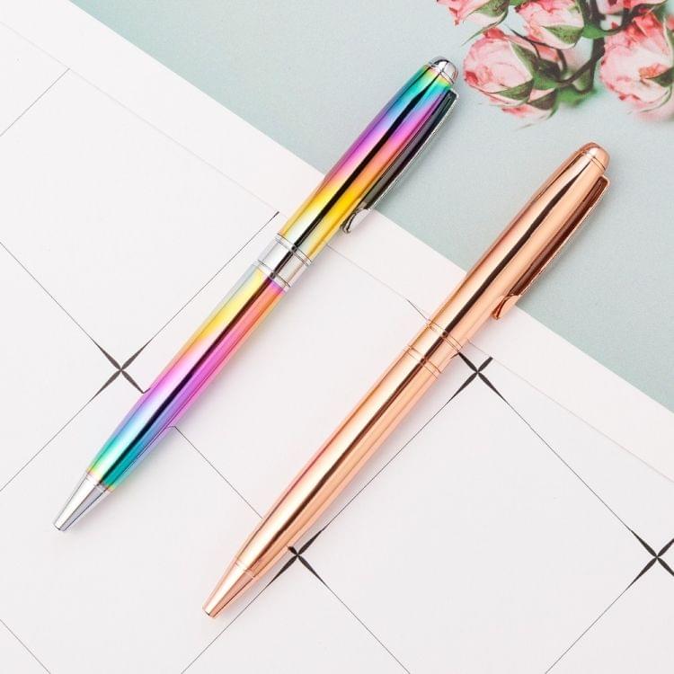 Metal Rotating Ballpoint Pen School Writing Office Signature Pen Creative Stationery Gift(Colorful)