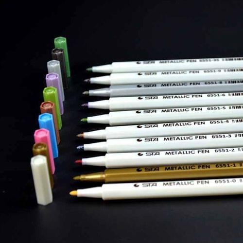 10 PCS Creative Stationery Water Chalk Pen Watercolor Pens Scrapbooking Photo Album Metallic Art Marker Pens Gel Pen School Office Stationery, Random Color Delivery