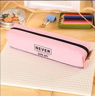 Simple Canvas Pencil-box Student School Pencil Case Office Stationery Storage Bag Small Items Bag(Pink)