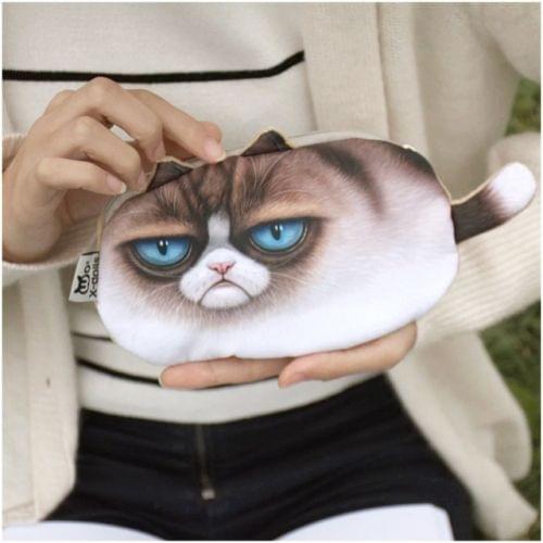 Kawaii Cats Zipper Pencils Bags Cute 3D Plush Pencils Case Large Capacity School Supplies Stationery Pen Box(Long Tail)