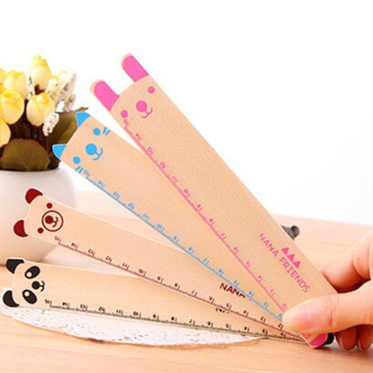 10 PCS Creative Stationery Wooden Cartoon Animal Pattern Office School Student Measuring Tools Stationery Ruler, Random Color Delivery