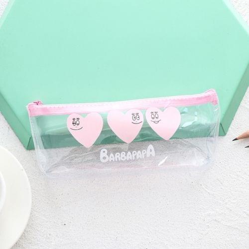 Creative Cartoon Transparent Pink Pencil Case for Girls School Supplies Silicone Pen Case Stationery Students Gift Pencil Bag(Love Baba)