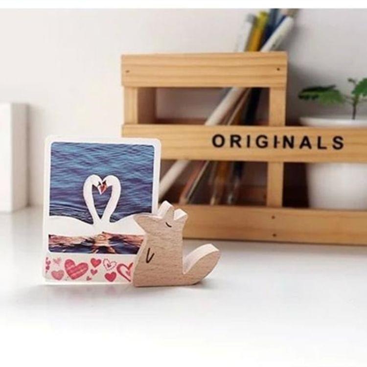 5 PCS Cute Animal Wooden Information Folder Photo Clip Product Display Board Base Notes Message Memo Clip(Fox)