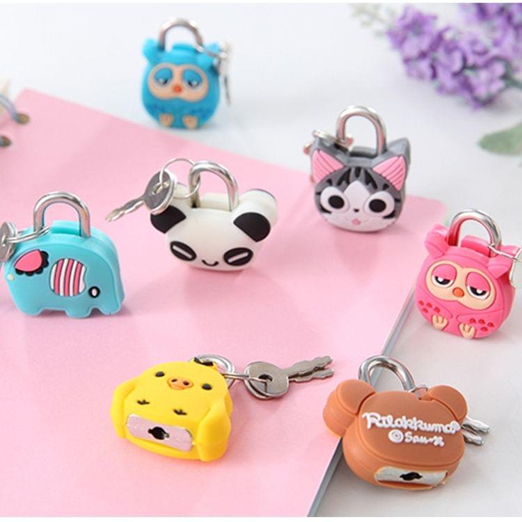 X38 Cute Creative Cartoon Animal Luggage Bag Metal Lock Journal Diary Book Password Lock File Holder Accessories(Elephant)