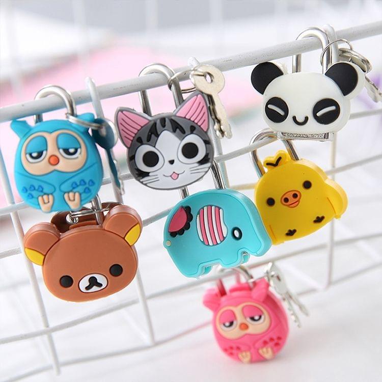 X38 Cute Creative Cartoon Animal Luggage Bag Metal Lock Journal Diary Book Password Lock File Holder Accessories(Elephant)