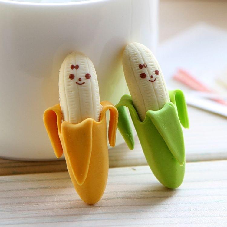 5 PCS Cute Banana Fruit Style Rubber Pencil Eraser Students Stationery School Supplies Random Color Delivery