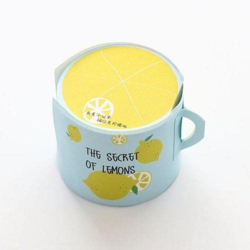 400 Sheets Creative Cute Fruit Cup Shaped Memo Pads Message Note Paper Message Sticky Note(Lemon)