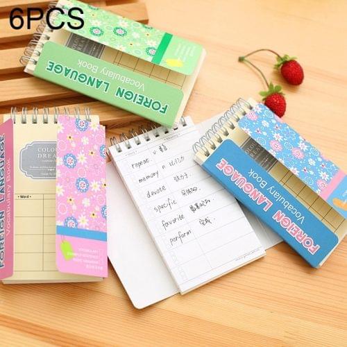 6 PCS 100 Sheets Coil Book Vocabulary Notebook Word Notepad Writing Memo Book, Random Color Delivery