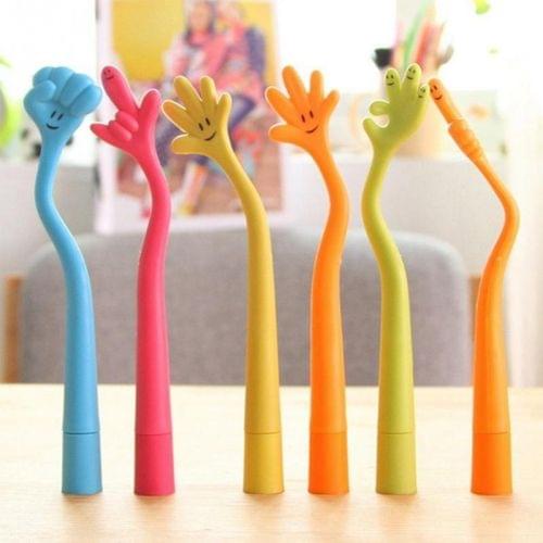 2 PCS Bendable Finger Gesture Ballpoint Pen Cartoon Writing Ball Pen School Stationery Kids Gift Random Color Delivery